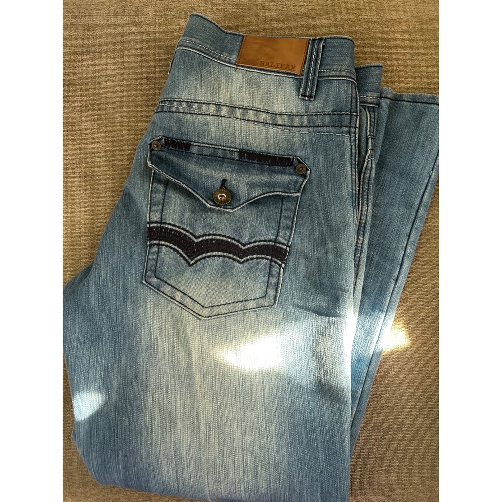 Y2K 2000s Halifax Jeans Womens Blue Denim Distressed Relaxed Fit‎ Streetwear